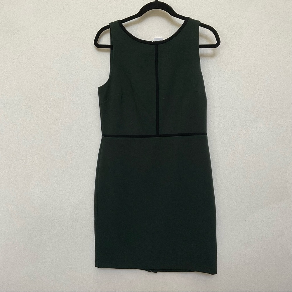 NWT Loft Dark Green with Black Trim Sleeveless Dress Size 8 Career Work